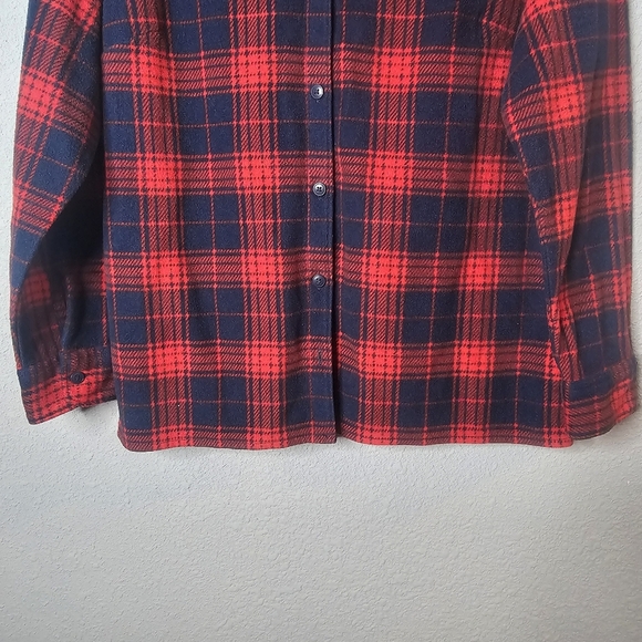 Riders by Lee Womens Medium Plaid Fleece Shirt Button Up Red Blue Western - Picture 5 of 8